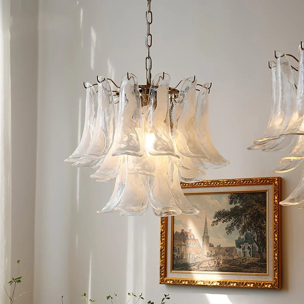 Murano Chandelier-3 Layer ∅ 19.6″ x H 16.9″ / Dia 50cm x H 43cm-White-Polished Nickel