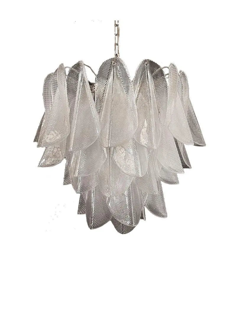 Murano Chandelier – Rondini – 41 glass leaves – Transparent - NickelBlushlighting