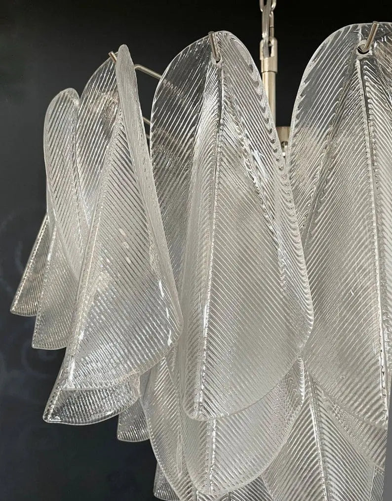 Murano Chandelier – Rondini – 41 glass leaves – Transparent - BrassBlushlighting