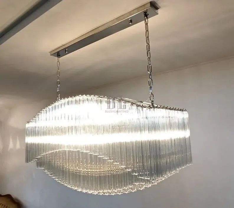 Murano Glass Chandelier – Pagoda – 292 prisms – Transparent - NickelBlushlighting