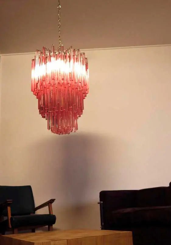 Murano Glass Chandelier - Pink - BrassBlushlighting