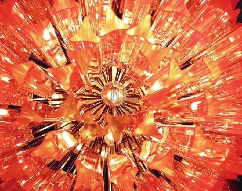 Murano Glass Chandelier - Pink - BrassBlushlighting