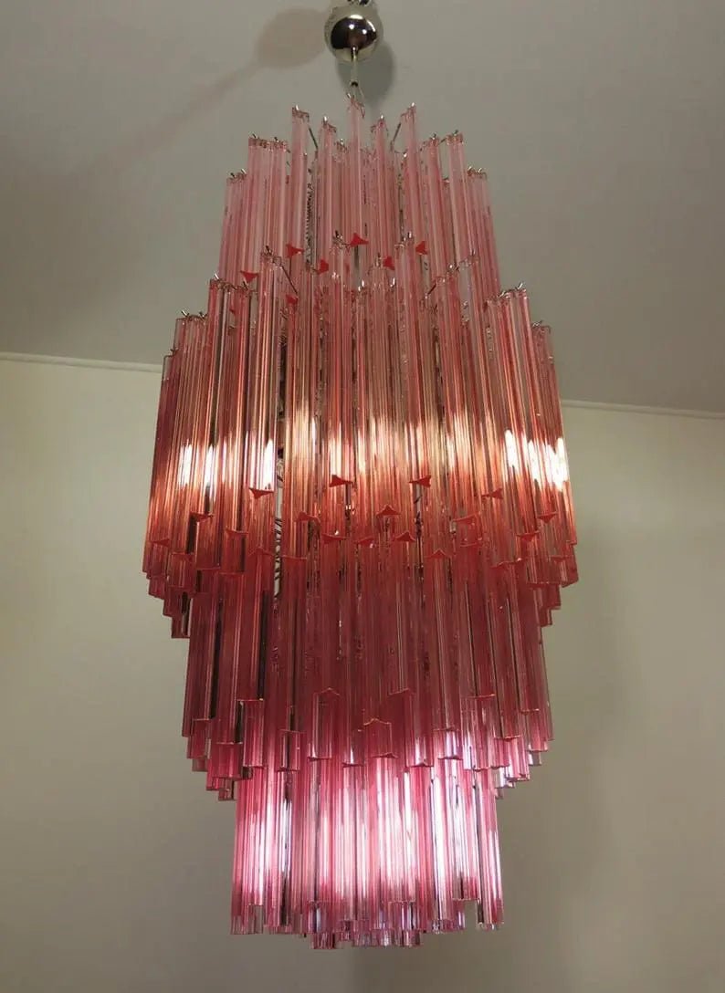 Murano Glass Chandelier – Pink - NickelBlushlighting