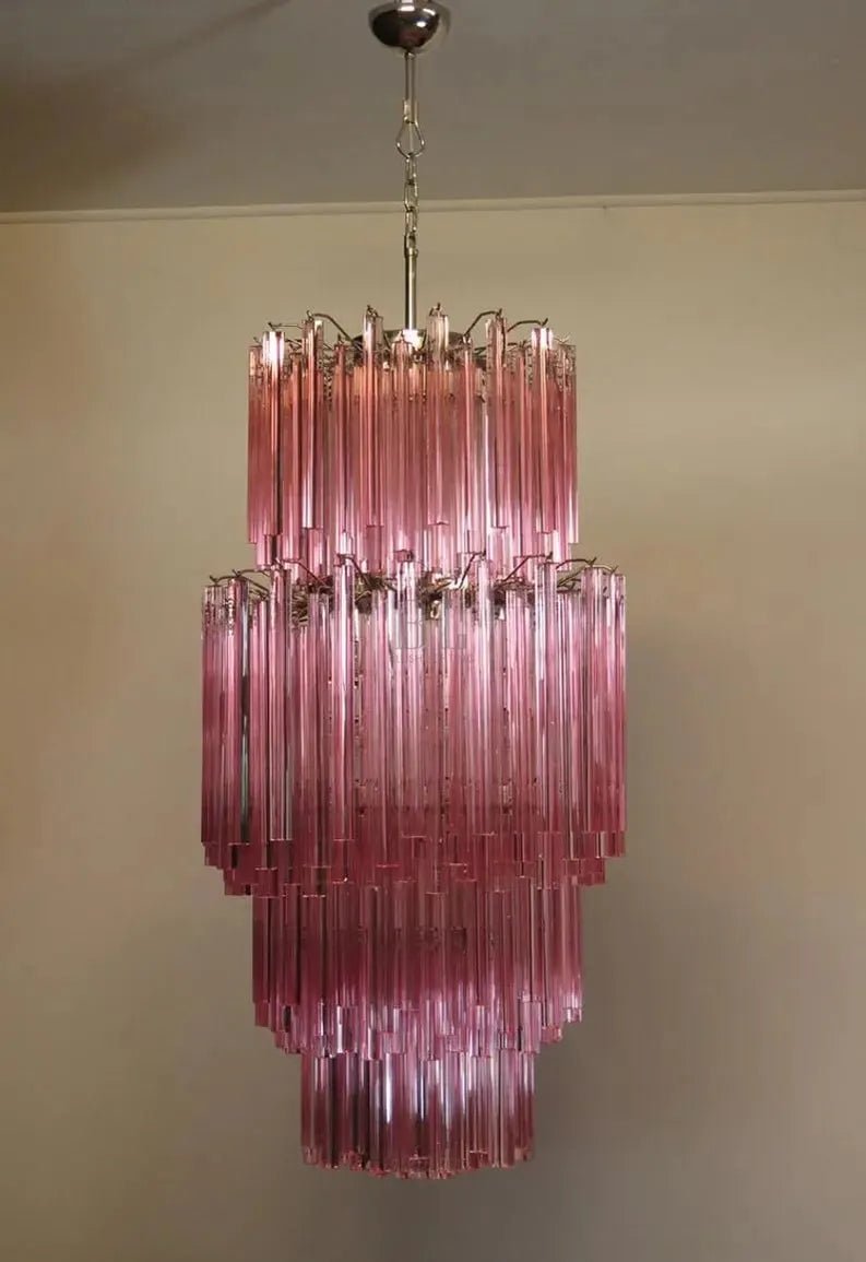 Murano Glass Chandelier – Pink - NickelBlushlighting