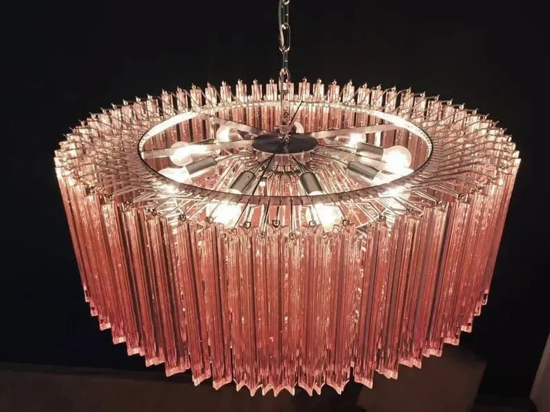 Murano Glass Chandelier – Pink - NickelBlushlighting
