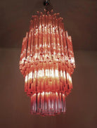 Murano Glass Chandelier – Pink - NickelBlushlighting