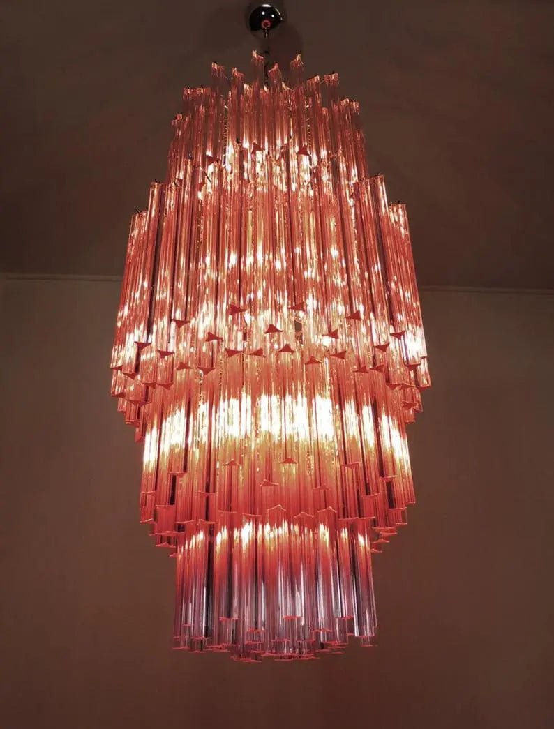 Murano Glass Chandelier – Pink - NickelBlushlighting