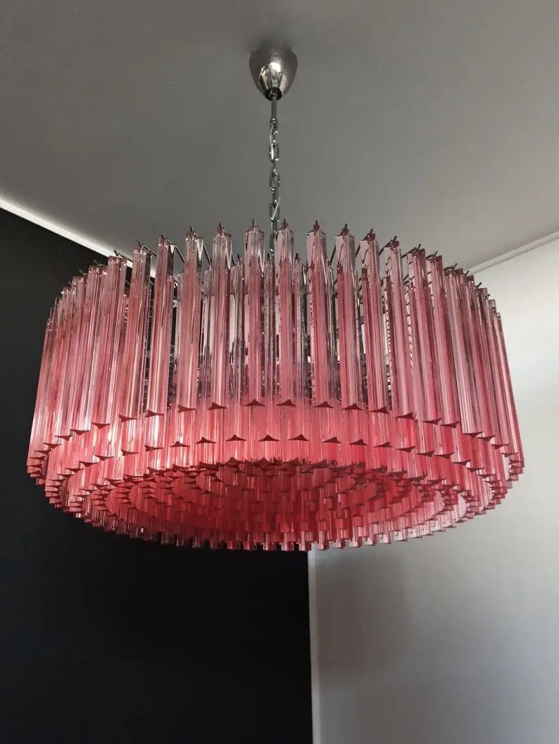 Murano Glass Chandelier – Pink - NickelBlushlighting
