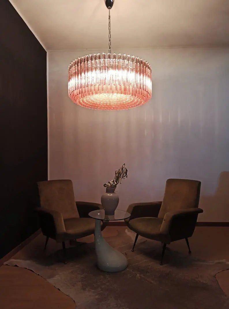 Murano Glass Chandelier – Pink - BrassBlushlighting