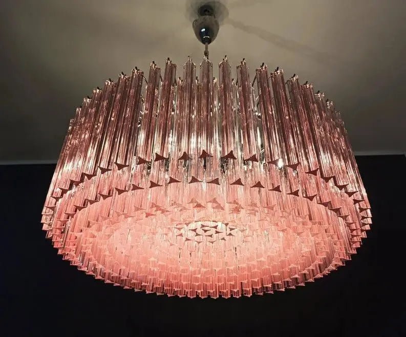 Murano Glass Chandelier – Pink - NickelBlushlighting
