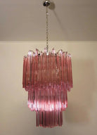 Murano Glass Chandelier - Pink - NickelBlushlighting