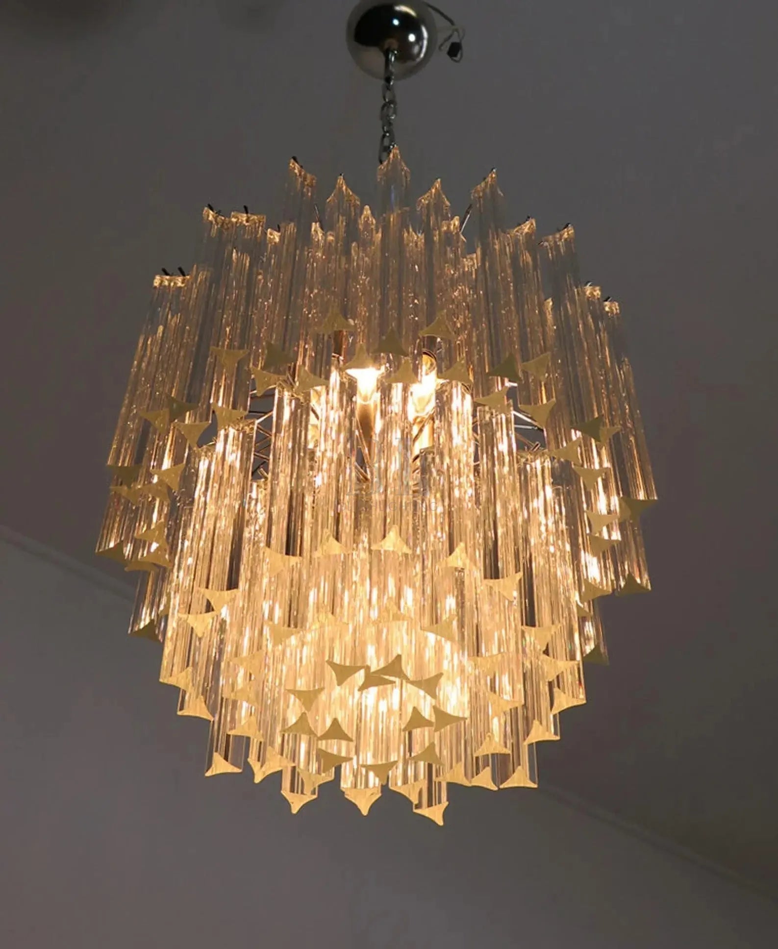 Murano Glass Chandelier – Transparent - BrassBlushlighting