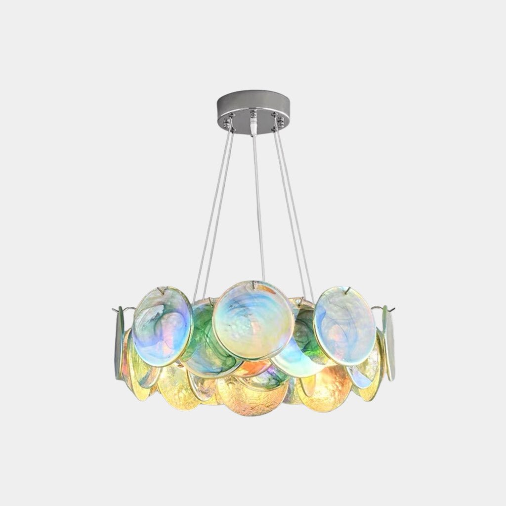Murano Glass Disc Chandelier, Pink / Green - Green6 Lights: Dia50cm*H17cm / Dia19.69" x H6.69"Blushlighting