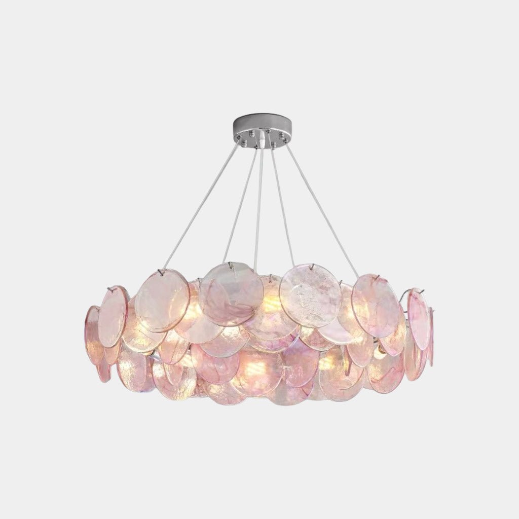 Murano Glass Disc Chandelier, Pink / Green - Pink10 Lights: Dia80cm*H17cm / Dia31.5" x H6.69"Blushlighting