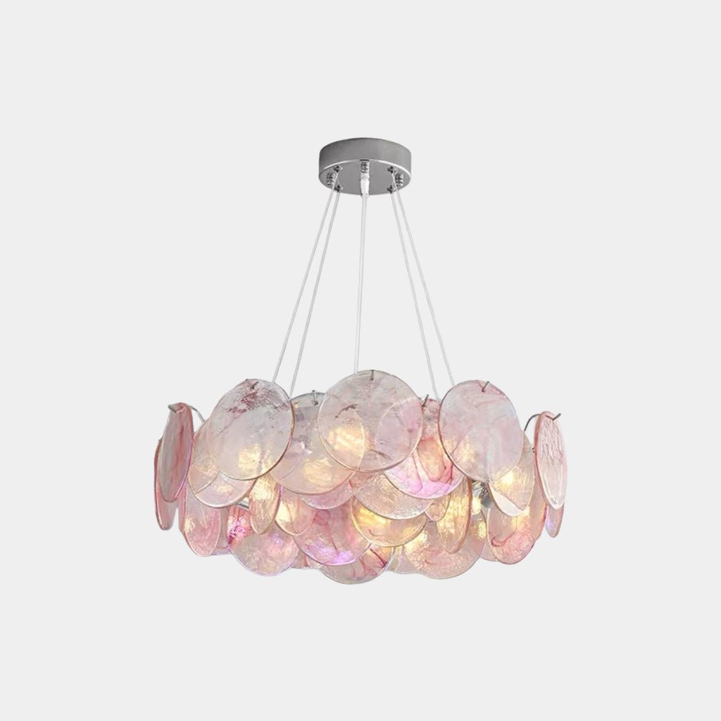 Murano Glass Disc Chandelier, Pink / Green - Pink8 Lights: Dia60cm*H17cm / Dia23.62" x H6.69"Blushlighting