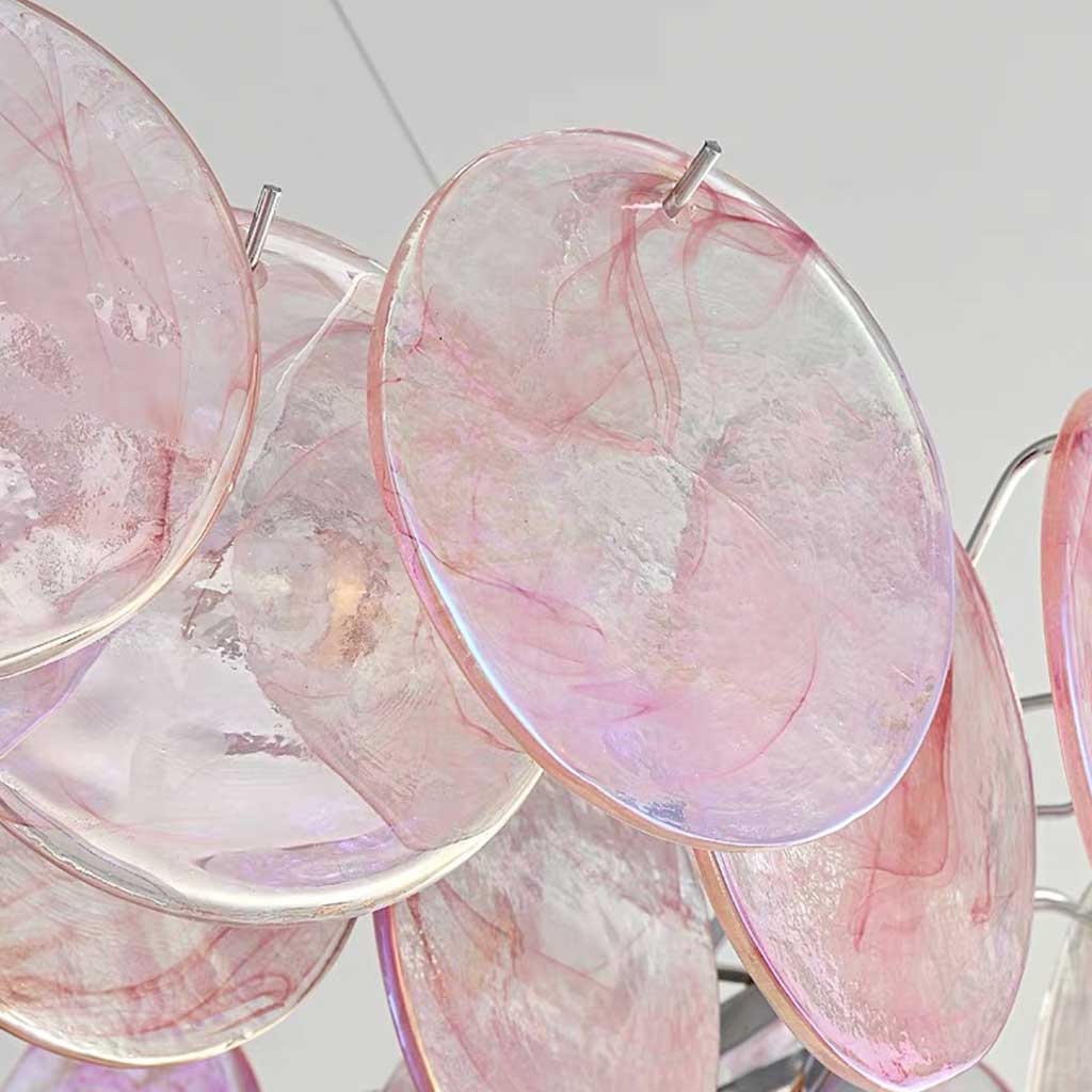 Murano Glass Disc Chandelier, Pink / Green - Pink10 Lights: Dia80cm*H17cm / Dia31.5" x H6.69"Blushlighting