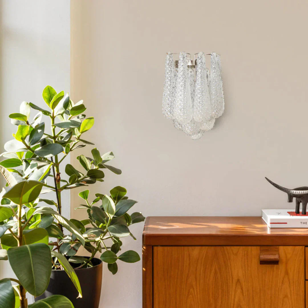 Murano Petals White Wall Light 13.4"-Wall Light-Blushlighting