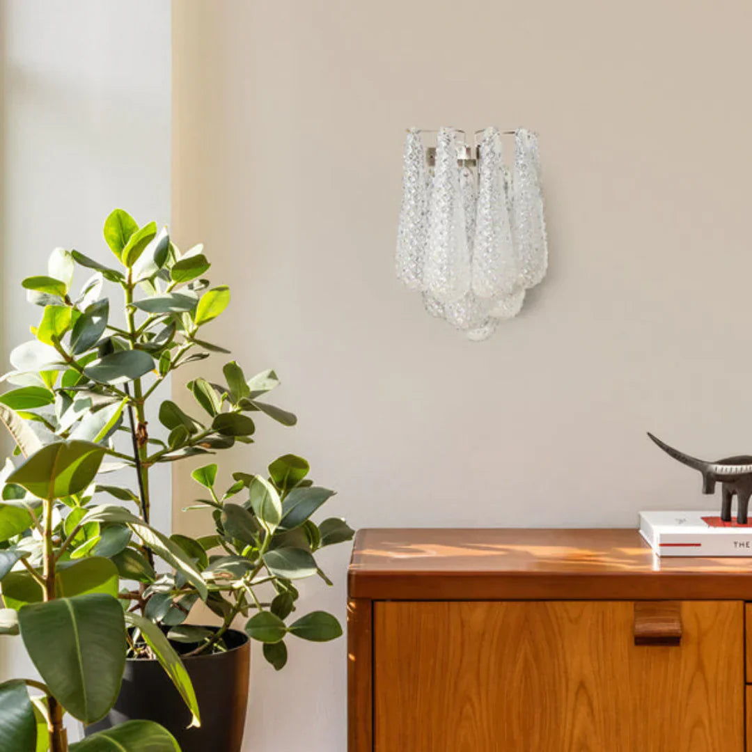 Murano Petals White Wall Light 13.4"-Wall Light-Blushlighting