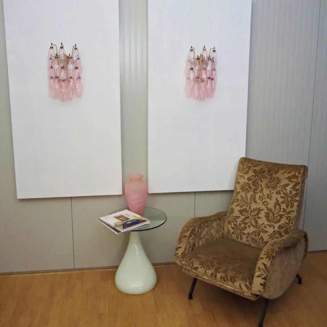 Murano Poliedri Pink Glass Wall Sconces - Dia 9.8″(25cm) x H 15.7″(40cm) Set Of 2PinkBlushlighting