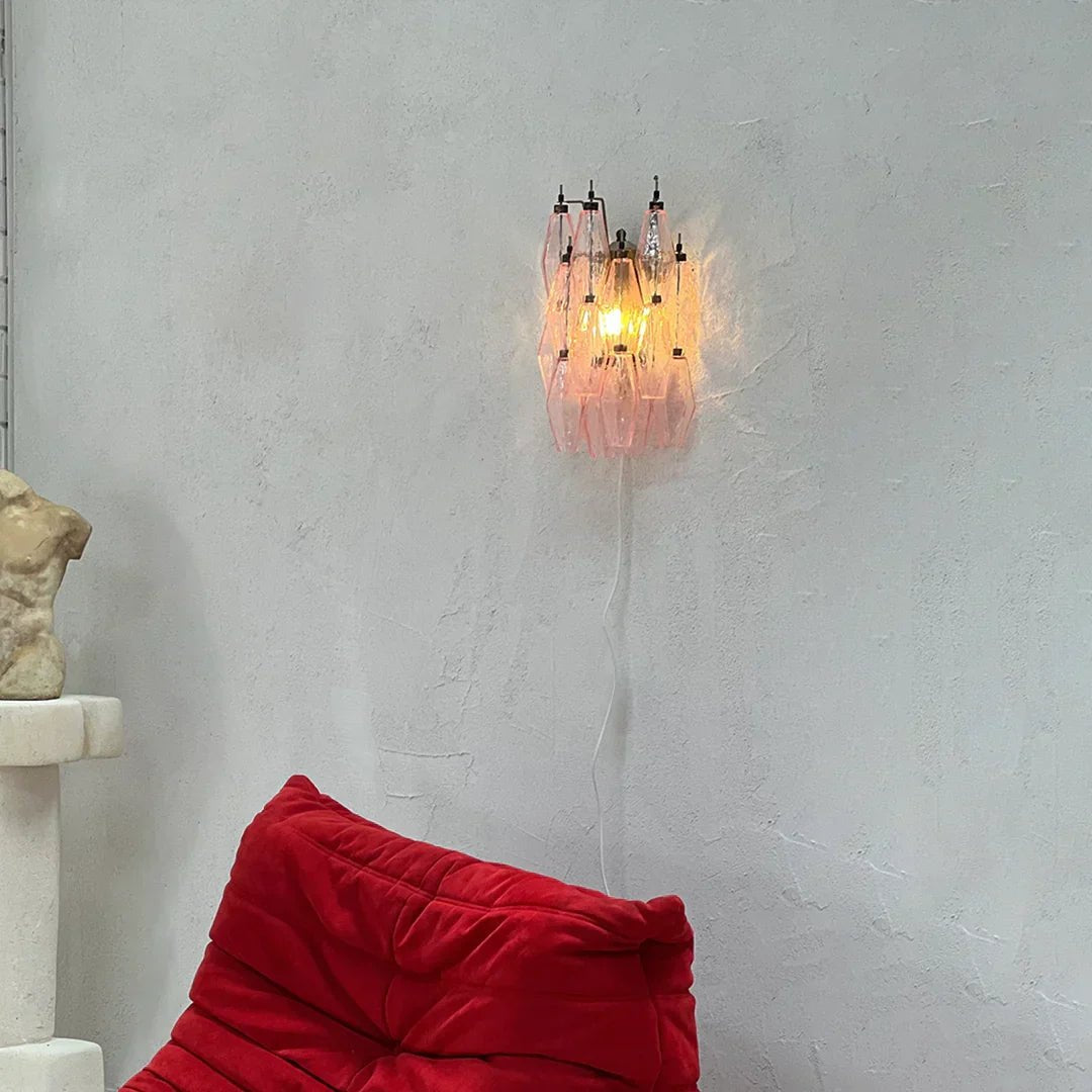 Murano Poliedri Pink Glass Wall Sconces - Dia 9.8″(25cm) x H 15.7″(40cm)PinkBlushlighting