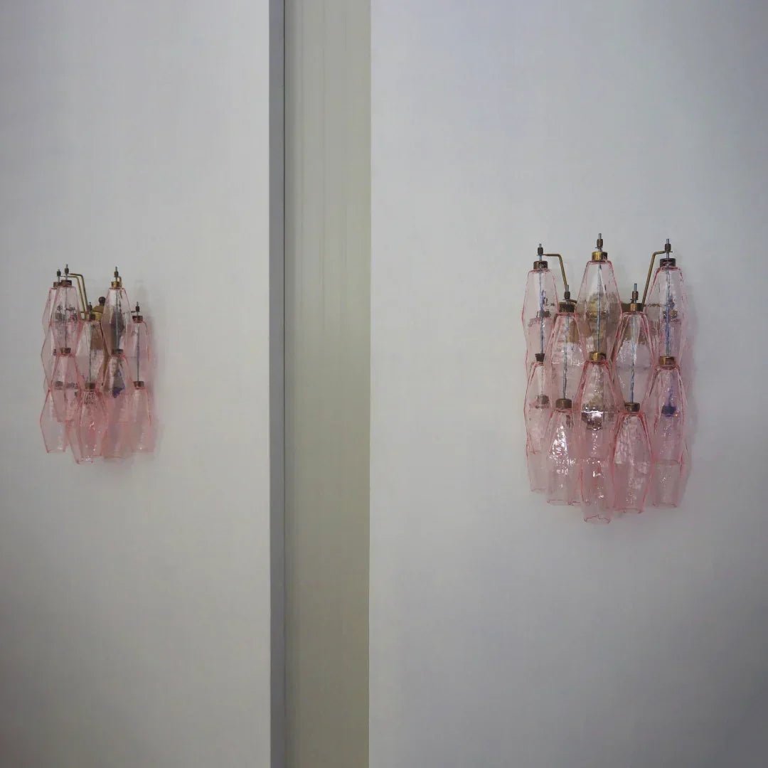 Murano Poliedri Pink Glass Wall Sconces - Dia 9.8″(25cm) x H 15.7″(40cm) Set Of 2PinkBlushlighting