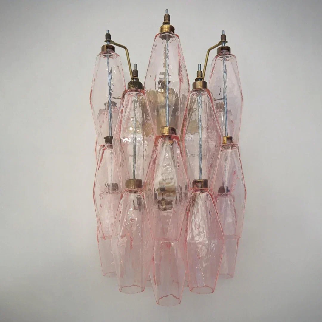 Murano Poliedri Pink Glass Wall Sconces - Dia 9.8″(25cm) x H 15.7″(40cm) Set Of 2PinkBlushlighting