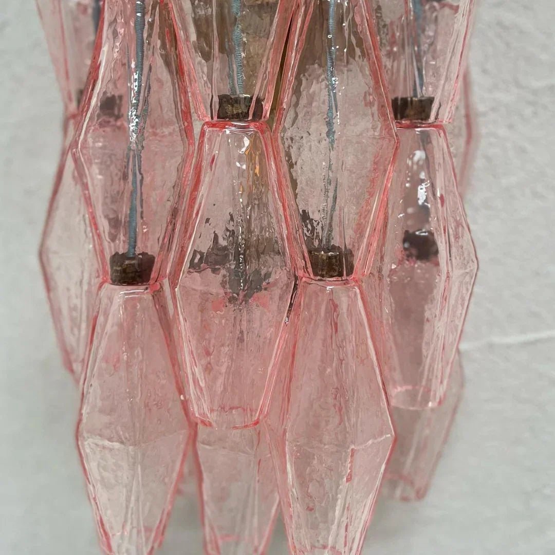 Murano Poliedri Pink Glass Wall Sconces - Dia 9.8″(25cm) x H 15.7″(40cm) Set Of 2PinkBlushlighting