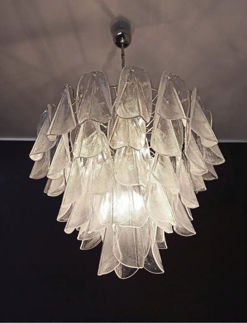 Murano-Style Chandelier – Rondini – 57 glass leaves – Transparent - Blushlighting