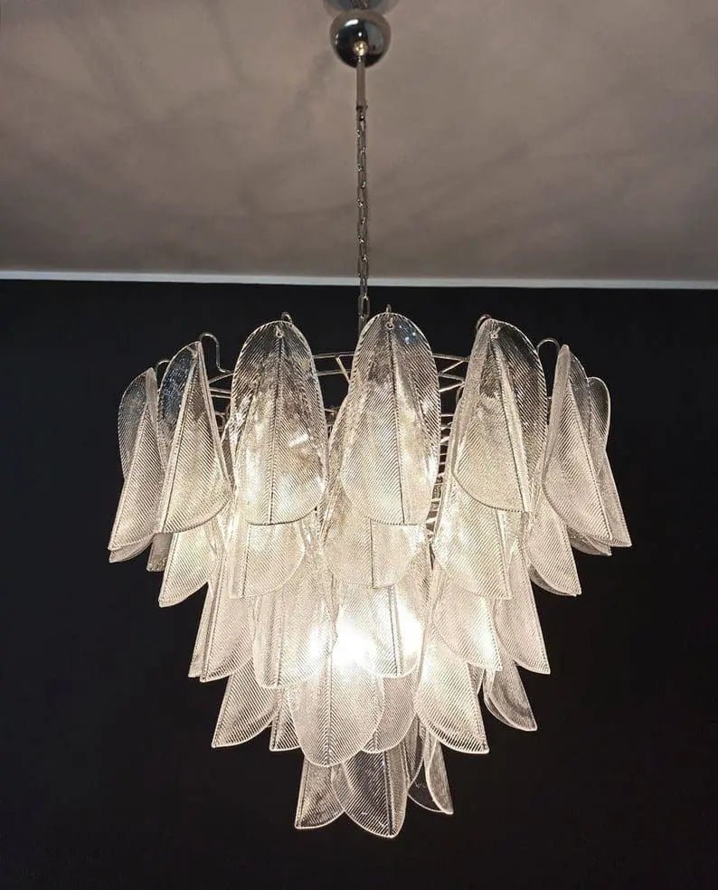 Murano-Style Chandelier – Rondini – 57 glass leaves – Transparent - Blushlighting