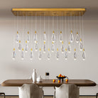 Naleya 31-Light Height Adjustable Rectangle Raindrop Chandelier for Dining Room-