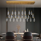 Naleya 31-Light Height Adjustable Rectangle Raindrop Chandelier for Dining Room-Brushed Gold-