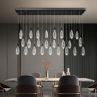 Naleya 31-Light Height Adjustable Rectangle Raindrop Chandelier for Dining Room-Matte Black-