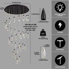 Naleya 43-Light Height Adjustable Round Raindrop Chandelier for Dining Room-