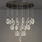 Naleya 43-Light Height Adjustable Round Raindrop Chandelier for Dining Room-Matte Black-