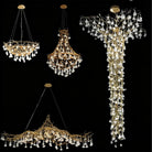 Nature-inspired Brass Tree Chandelier with Glazed Glass Flowers - Style D/L78.7"*W39.4"*H25.59"(L200cm*W100cm*H65cm)Warm LightBlushlighting