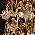 Nature-inspired Brass Tree Chandelier with Glazed Glass Flowers - Style D/L78.7"*W39.4"*H25.59"(L200cm*W100cm*H65cm)Warm LightBlushlighting