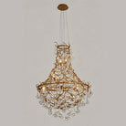 Nature-inspired Brass Tree Chandelier with Glazed Glass Flowers - Style B/D33.46"*H55.12"(D85cm*H140cm)Warm LightBlushlighting
