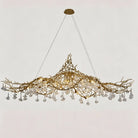 Nature-inspired Brass Tree Chandelier with Glazed Glass Flowers - Style D/L78.7"*W39.4"*H25.59"(L200cm*W100cm*H65cm)Warm LightBlushlighting