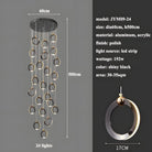 NEBULA Chandelier - 7 rings - 16" x 79" / 40cm x 200cm - 56WCool Light (6000K)Blushlighting