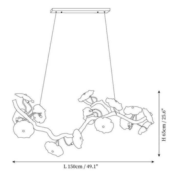 Nenufar Blooming Chandelier-chandeliers for dining room,chandeliers for stairways,chandeliers for foyer,chandeliers for bedrooms,chandeliers for kitchen,chandeliers for living room-L 59.1″(150cm) x W 13.8″(35cm) x H 25.6″(65cm)-Blushlighting