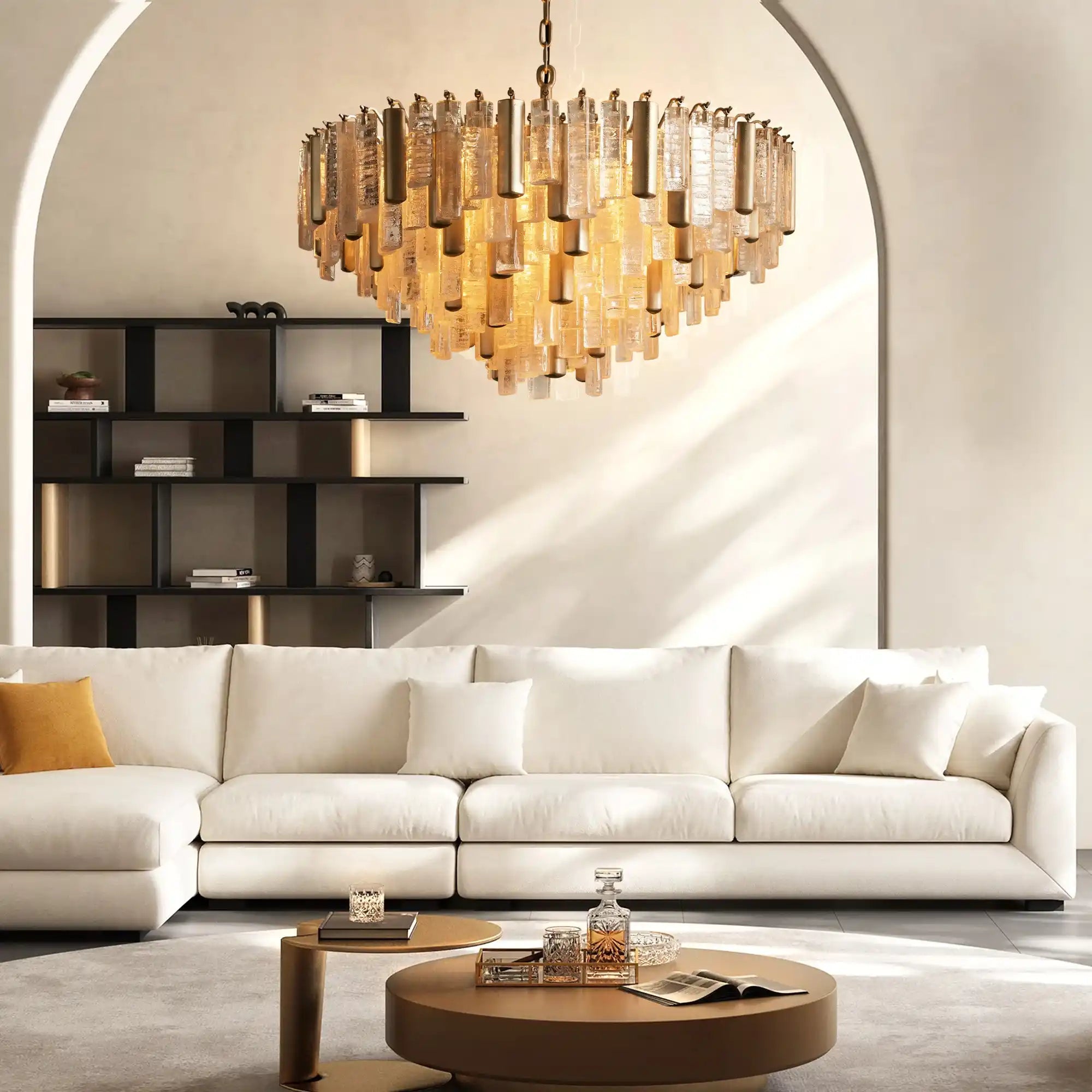 Neve Round Chandelier - BrassBlushlighting