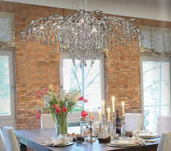 New Luxury Branch Crystal Pendant Chandelier Designer Creative Art Dining Room/Living Room Light Fixture-Chandeliers-L74.8"*W29.52"*H23.0"-Chrome-Warm Light-Blushlighting
