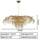 D26.8"*H14.2" chandelier,chandeliers,branch,pendant,iron,crystal,living room,kitchen island,big table,long table
