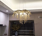 New Luxury Branch Crystal Pendant Chandelier Designer Creative Art Dining Room/Living Room Light Fixture - L26.8"*W29.52"*H14.2"GoldWarm LightBlushlighting