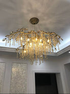 New Luxury Branch Crystal Pendant Chandelier Designer Creative Art Dining Room/Living Room Light Fixture - L26.8"*W29.52"*H14.2"GoldWarm LightBlushlighting