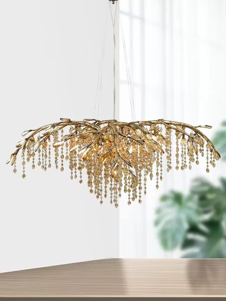 New Luxury Branch Crystal Pendant Chandelier Designer Creative Art Dining Room/Living Room Light Fixture - L26.8"*W29.52"*H14.2"GoldWarm LightBlushlighting