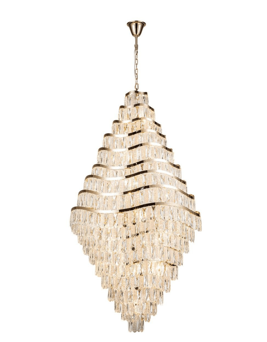 New Luxury Wavy Multi-tiered Crystal Chandelier for Living Room - 22 Lights/D39.4"*H74.4"Blushlighting