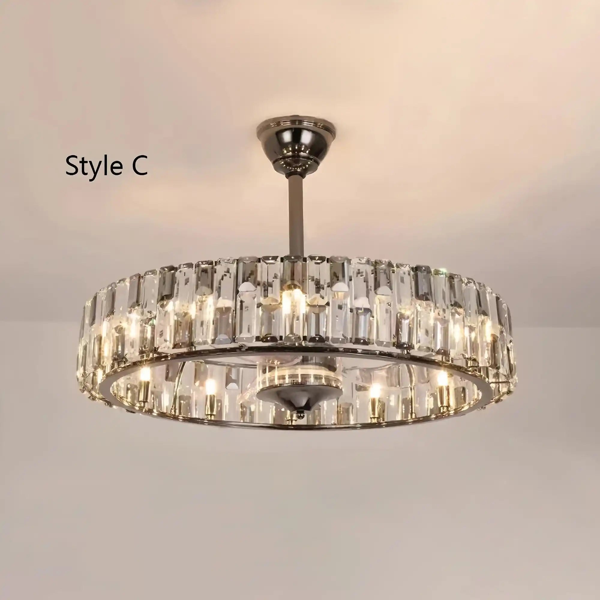 New Modern Invisible Fan Light Candle Crystal Chandelier - Blushlighting