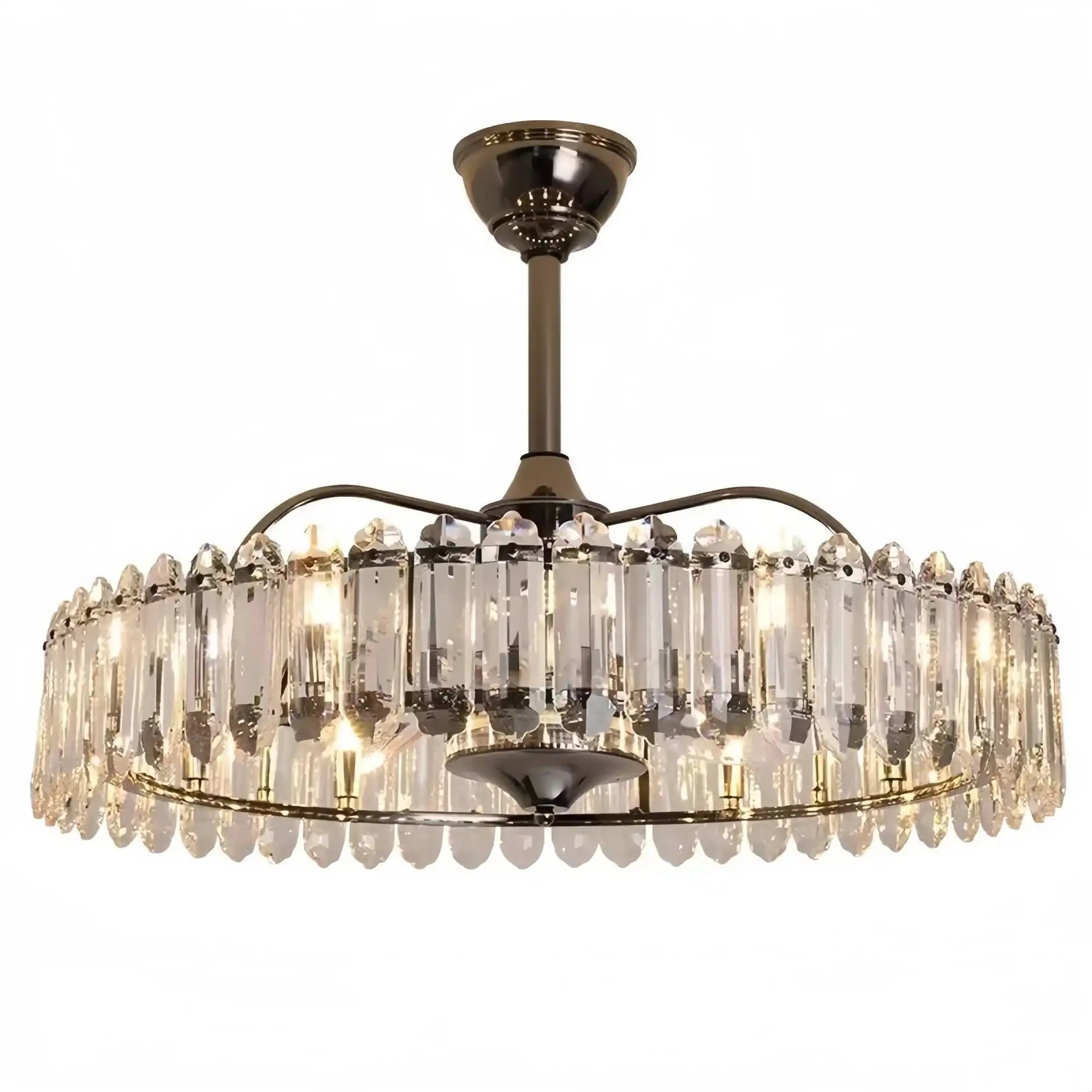 New Modern Invisible Fan Light Candle Crystal Chandelier - Style A: D35.4"Three - Color Light (Warm/White/Natural)Blushlighting