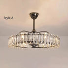 New Modern Invisible Fan Light Candle Crystal Chandelier - Style A: D26.0"Three - Color Light (Warm/White/Natural)Blushlighting